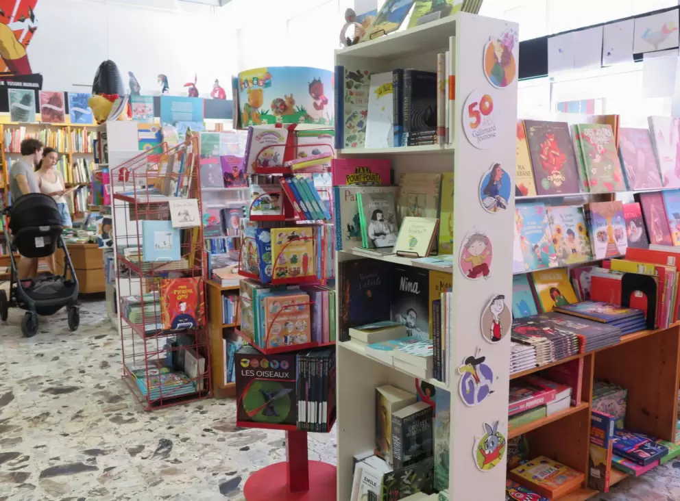 Librairie Pantoute, a bookstore with a good kids section, and an upstairs area too.