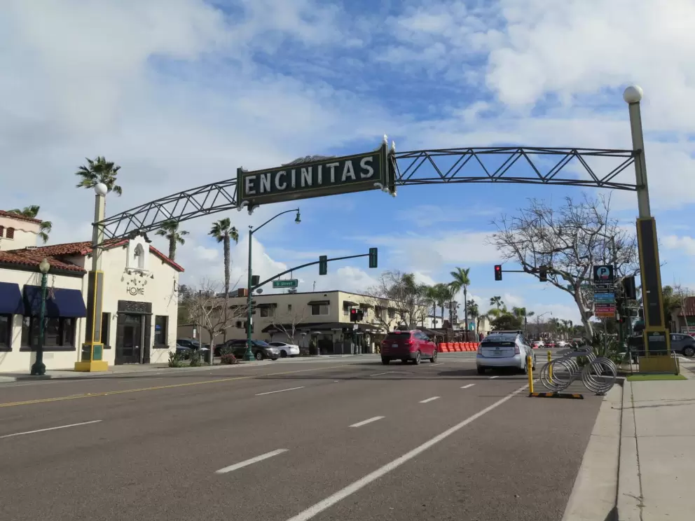 The entrance to the main strip, from the north. 