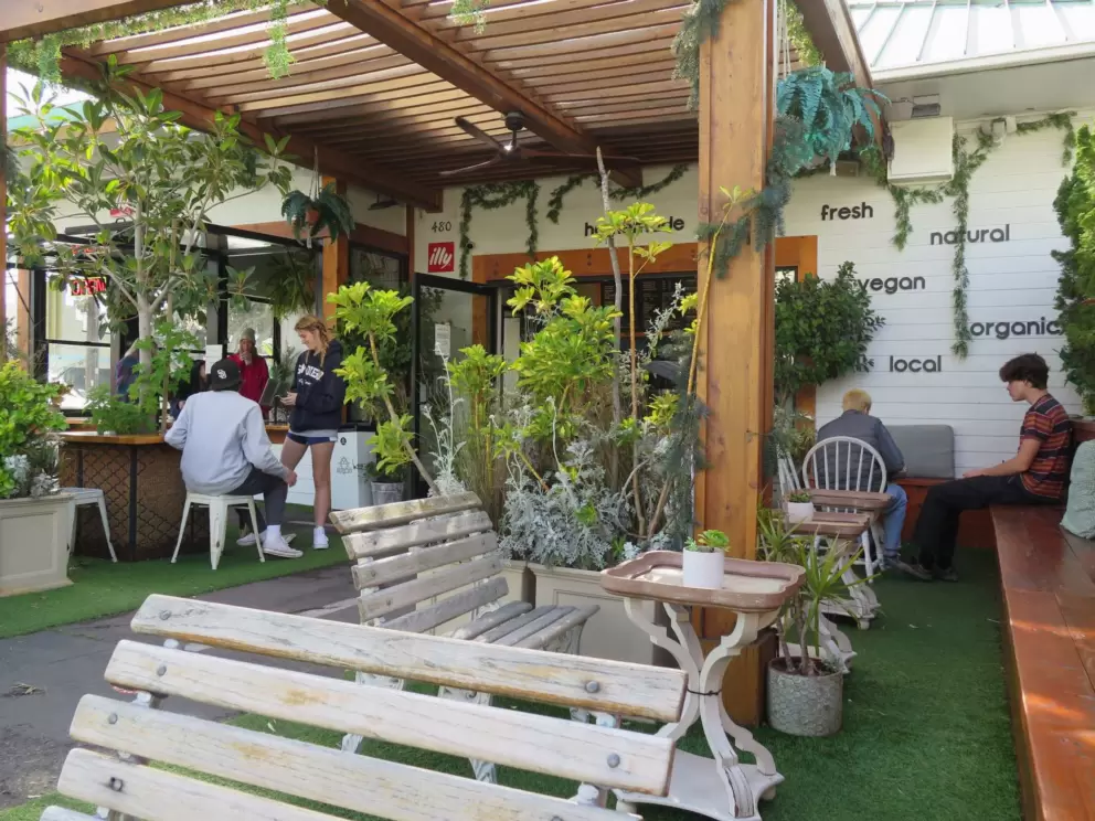 Outside garden at Gelato 101. 