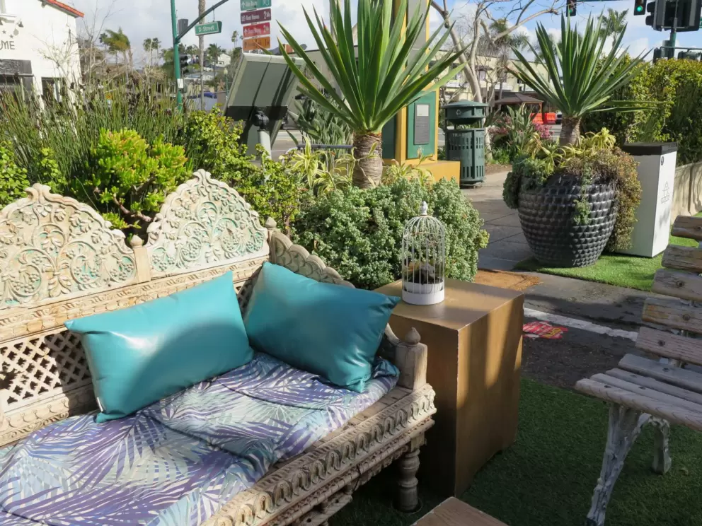 Couch outside at Gelato 101. 