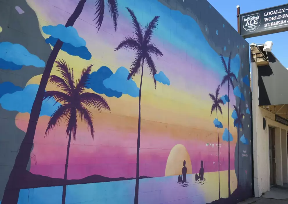 Surfer mural outside Encinitas Ale. 