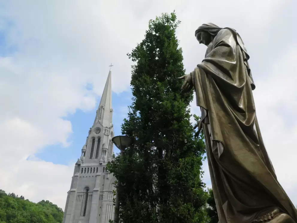 Mary, and the church behind. 