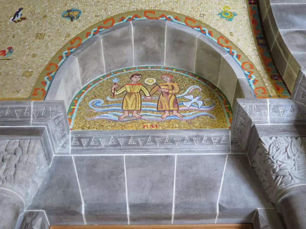 Countryside mosaics. Mai, or the month of May- springtime scene.