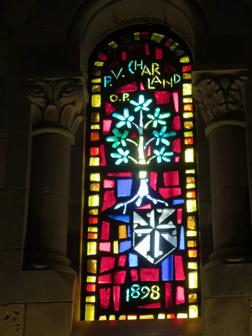 Stained glass inside the basilica.