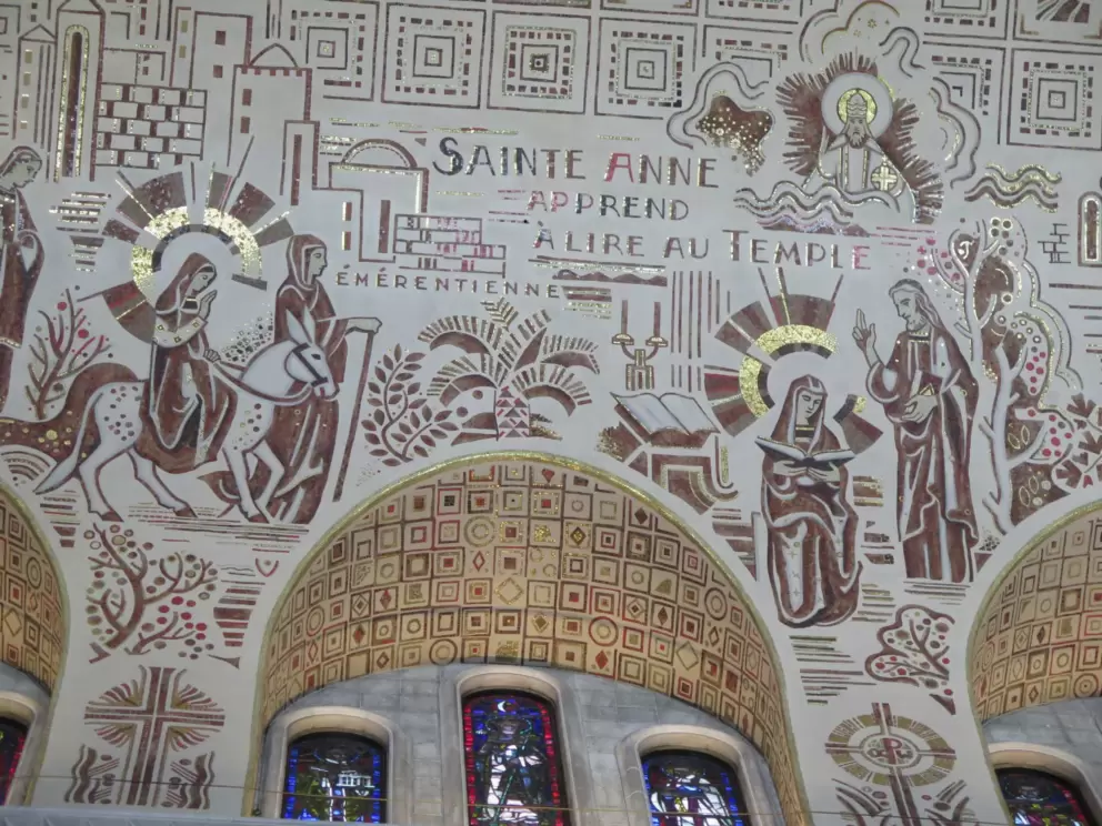 Mosaic on the ceiling of the sanctuary- Saint Anne learns to read at the temple.