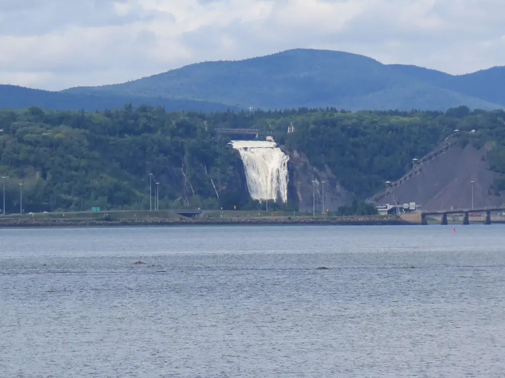 Montmorency Falls, across the water from the island. 