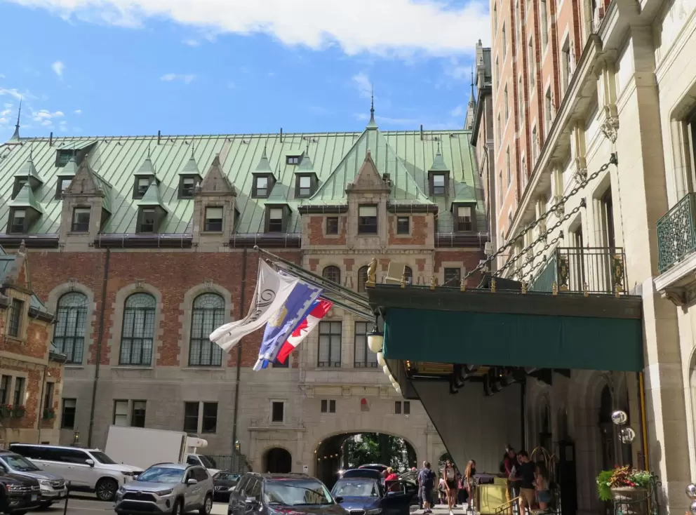 The lobby entrance and cute dormers in the front courtyard where cars drop off. 