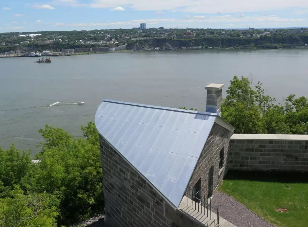 Part of the fort and the river beyond.