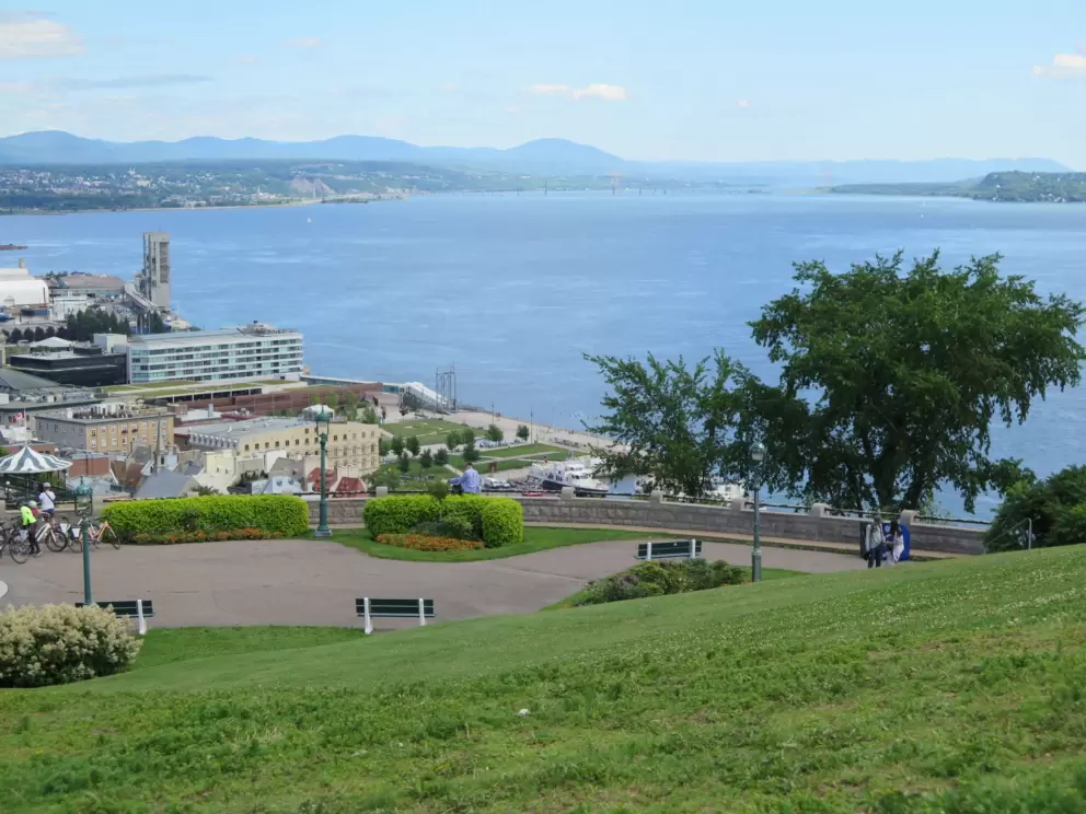 The terrace below the grassy hill.