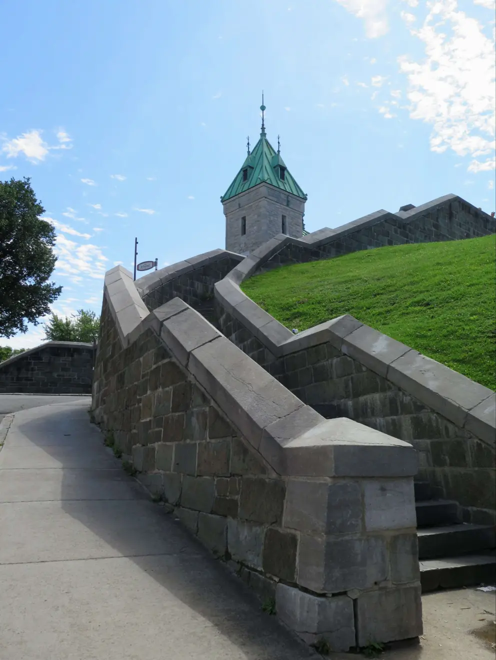 The chunky stone staircase at Artillery Park.