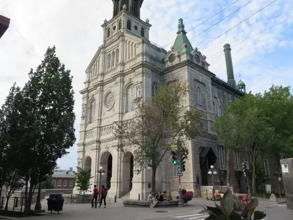 St Jean Baptiste Church, a beautiful church with a small square in front. Built in 1884, of Italian marble.