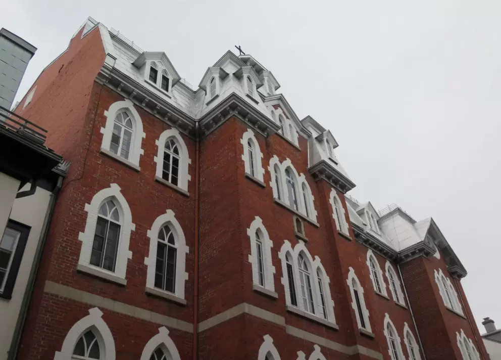 Maison Bethanie, built in 1878 in neo-Gothic style. It was a house for unwed mothers. On the corner of Rue Couillard and Rue Ferland.