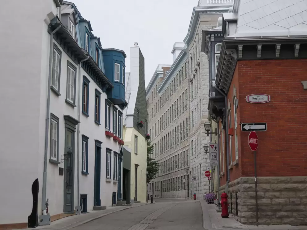 Pleasant side street called Rue Couillard, at Rue Ferland.