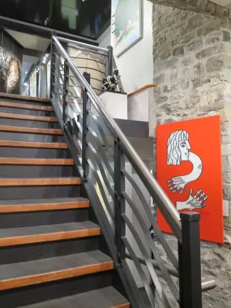 Brick wall and staircase at Galerie d'art Beauchamp &amp; Beauchamp. 