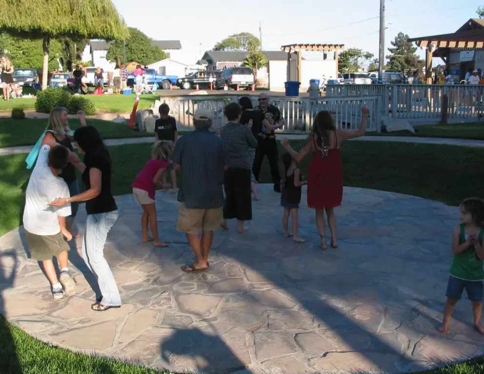 Jubilant dancing to the music at the Summer Concert Series.