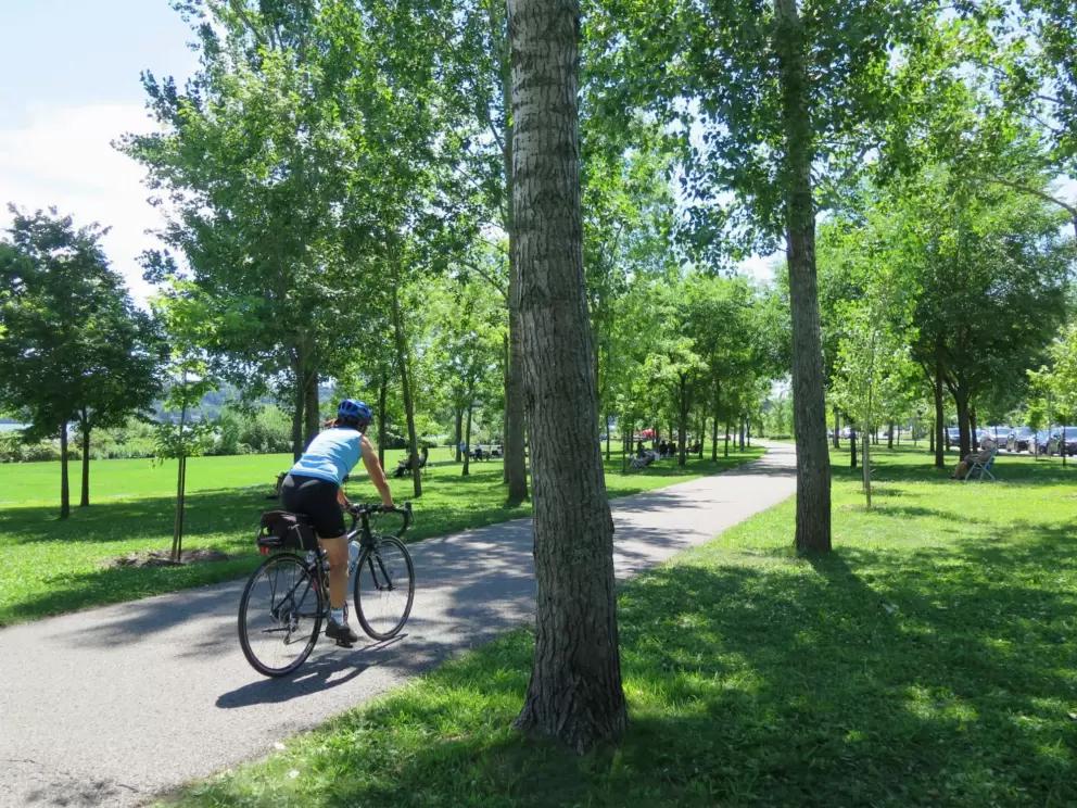 Bike riding in the park. 