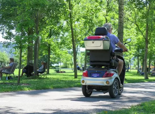 Driving along in the park. 