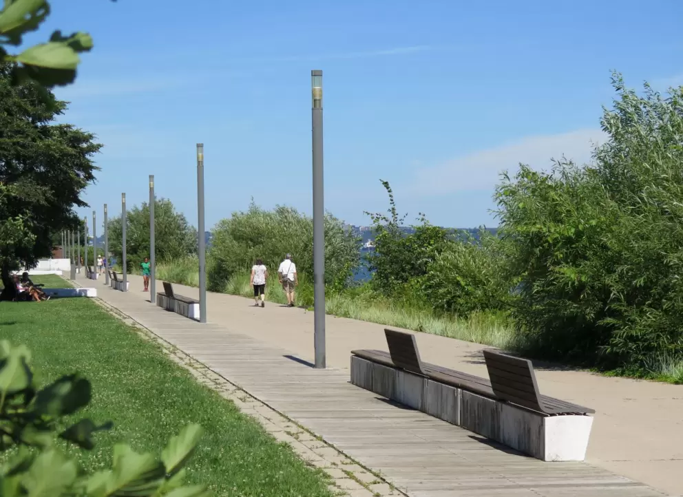 Benches along the path. 