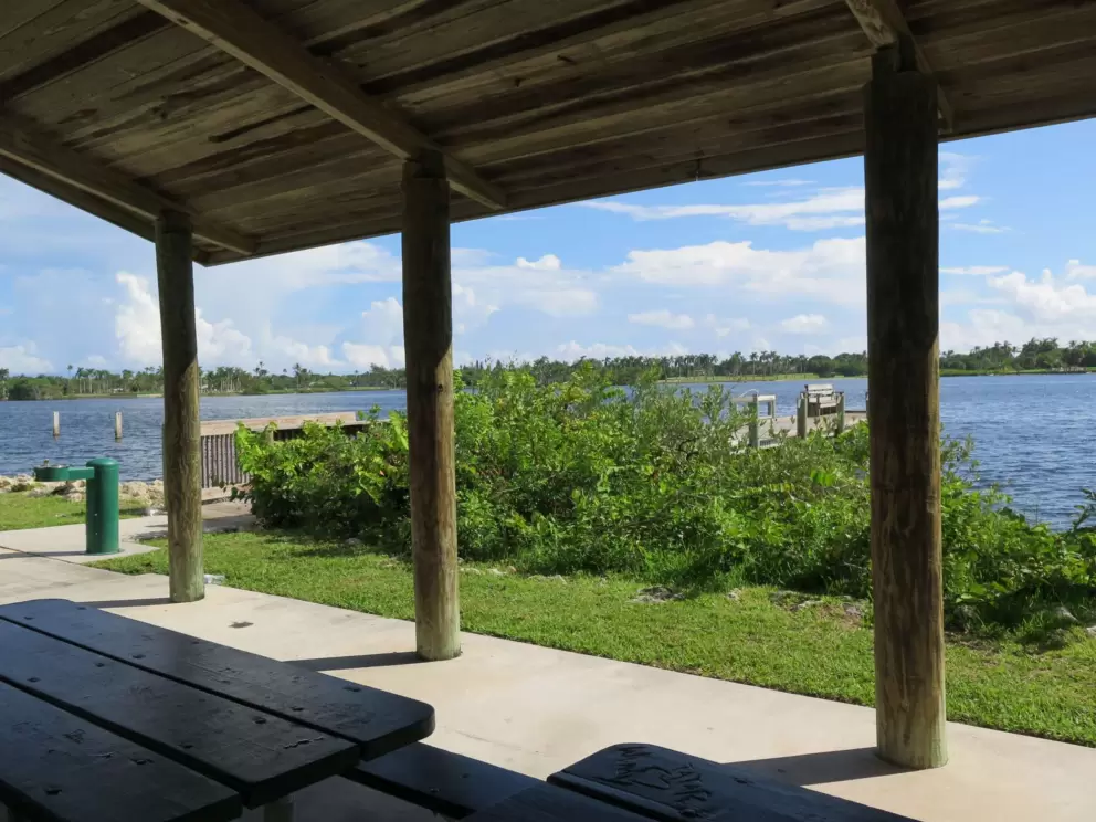 Shady picnic table in the gazebo. 