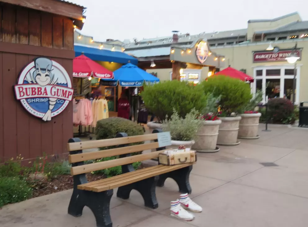 Put on Forrest Gump's shoes outside Bubba Gump Shrimp Company. 