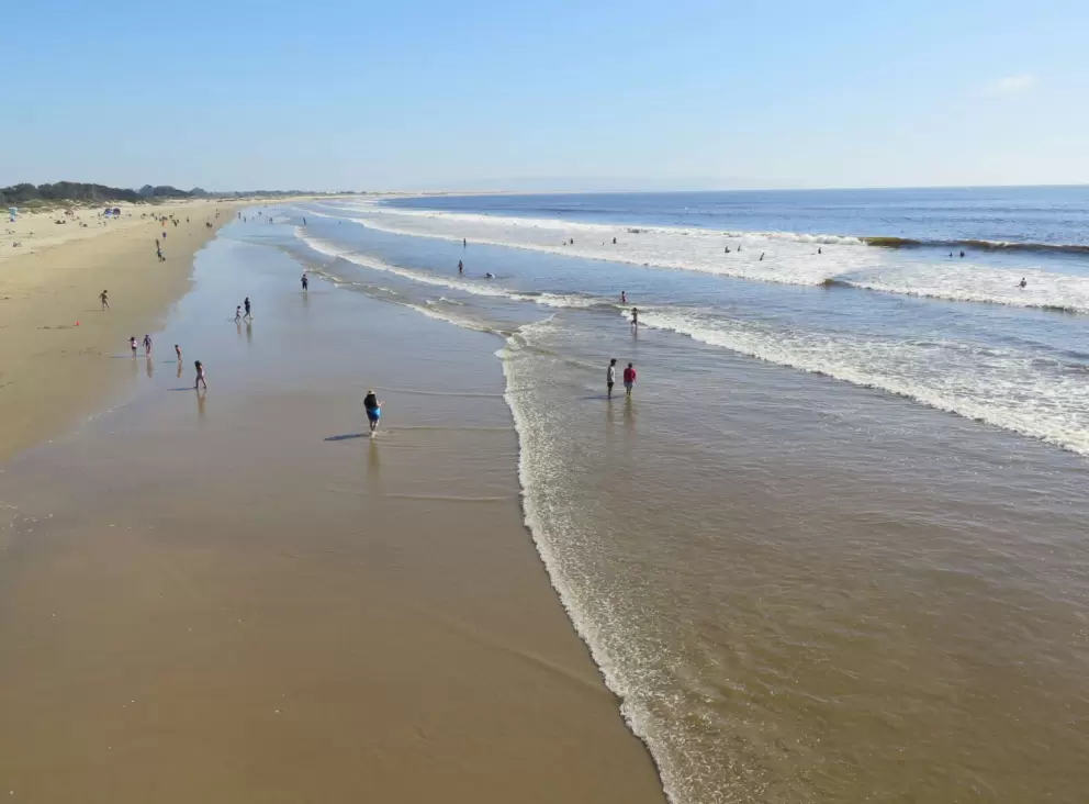 Waves rolling in to shore. 
