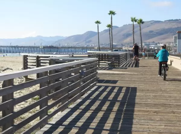 Bike riding along the promenade. 