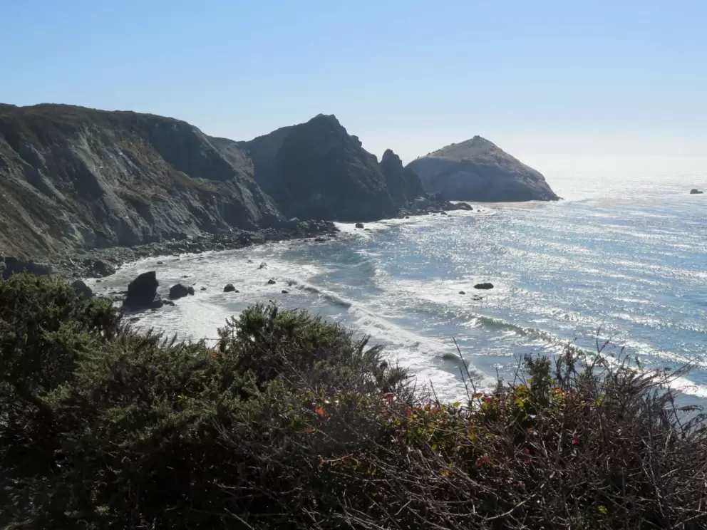 Pointy rock on the coast, as seen from Mill Creek Picnic Area. 