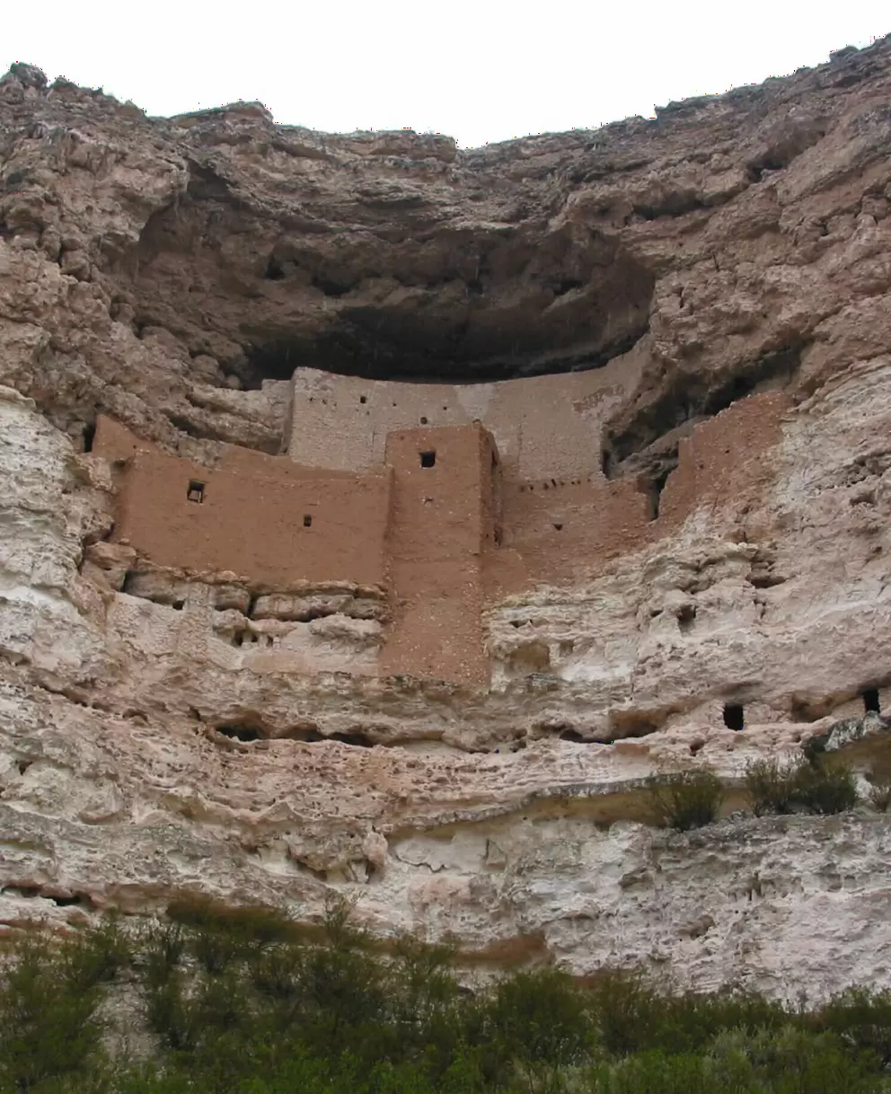 The cliff dwelling, high in the gorgeous multi-layered rock.