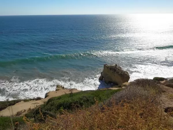 Looking down at the beautiful water. 
