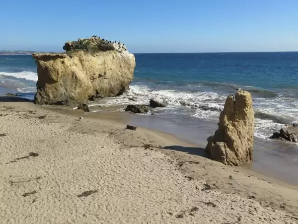 Sea stacks by the beach. 
