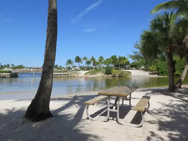 Bench by the lagoon. 