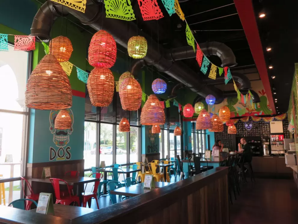 Lights inside Dos Amigos. I love them!