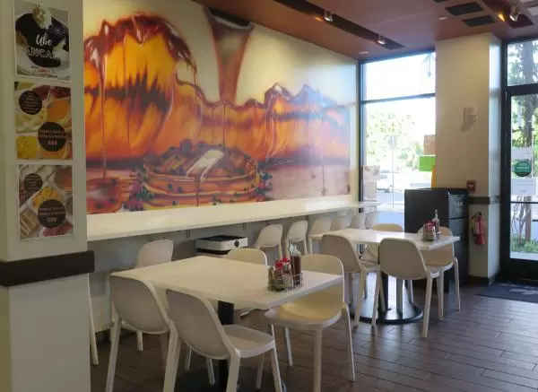 Koa Pancake House with its syrup wave mural!