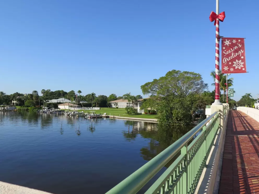 Tequesta Bridge at Christmastime. 