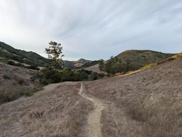 Heading along the trail toward Waddell Ranch during late summer- it's dry! 