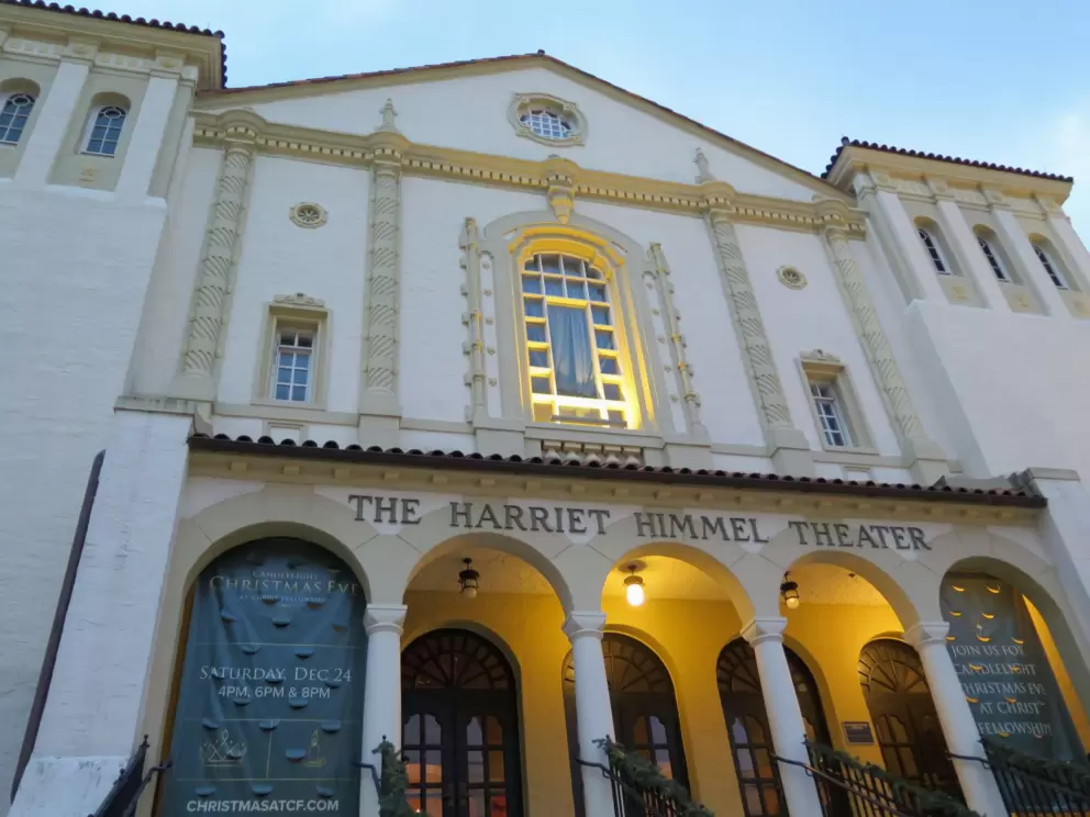 Harriet Himmel Theater at night. 