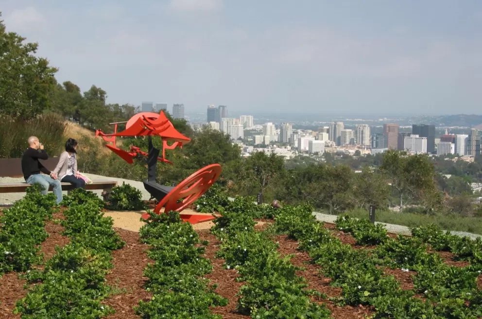 Sculpture Garden overlooking downtown LA.