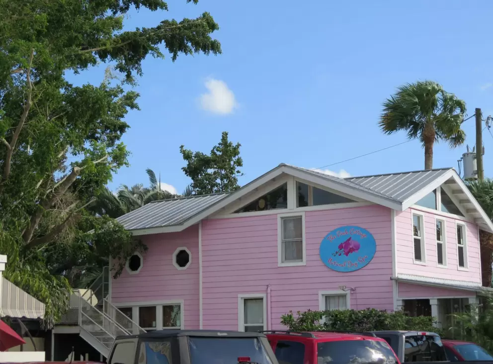 Pink building. I love the colors of the buildings. 