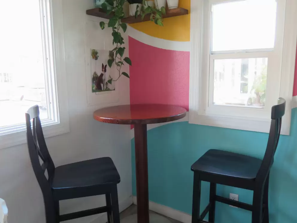 Corner table at Bunk House Coffee Bar. 