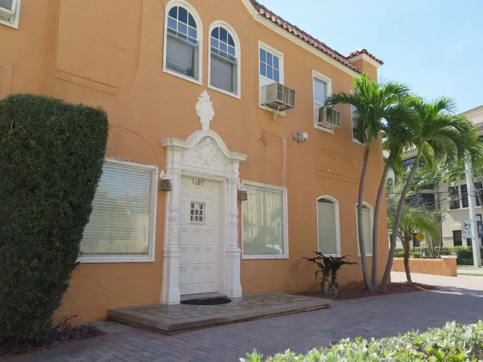 Historic orange building. 