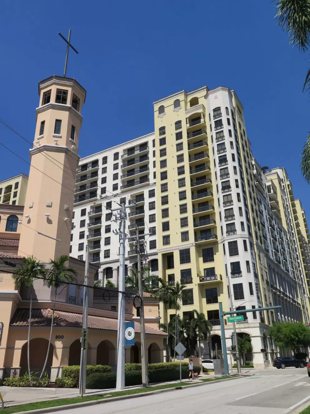 DeSantis Chapel and West Palm highrise. 
