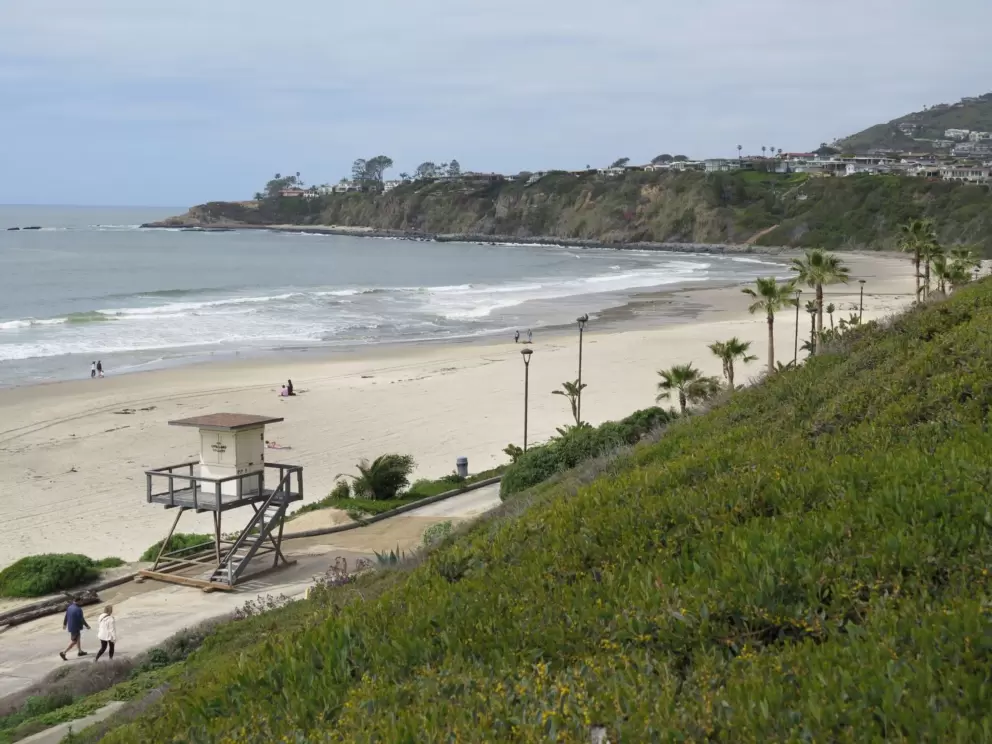 View of the beach from the path. 