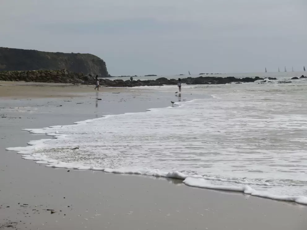 White water on the shoreline. 