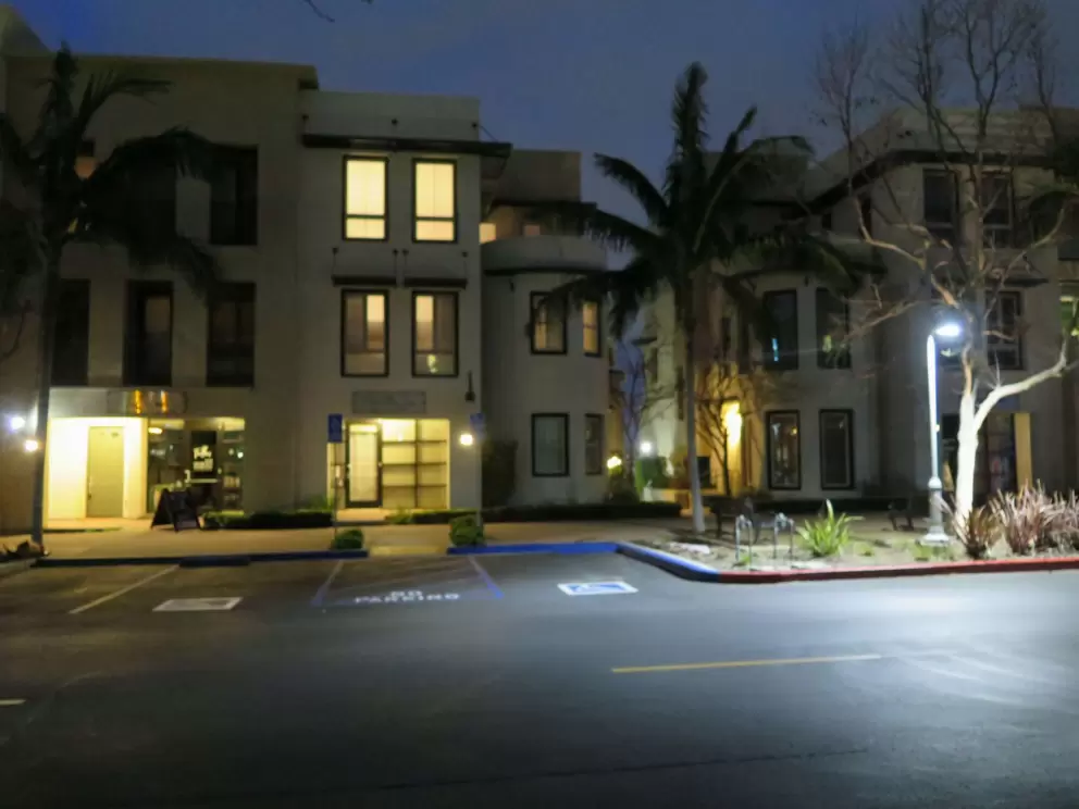 Nighttime at the townhomes. 