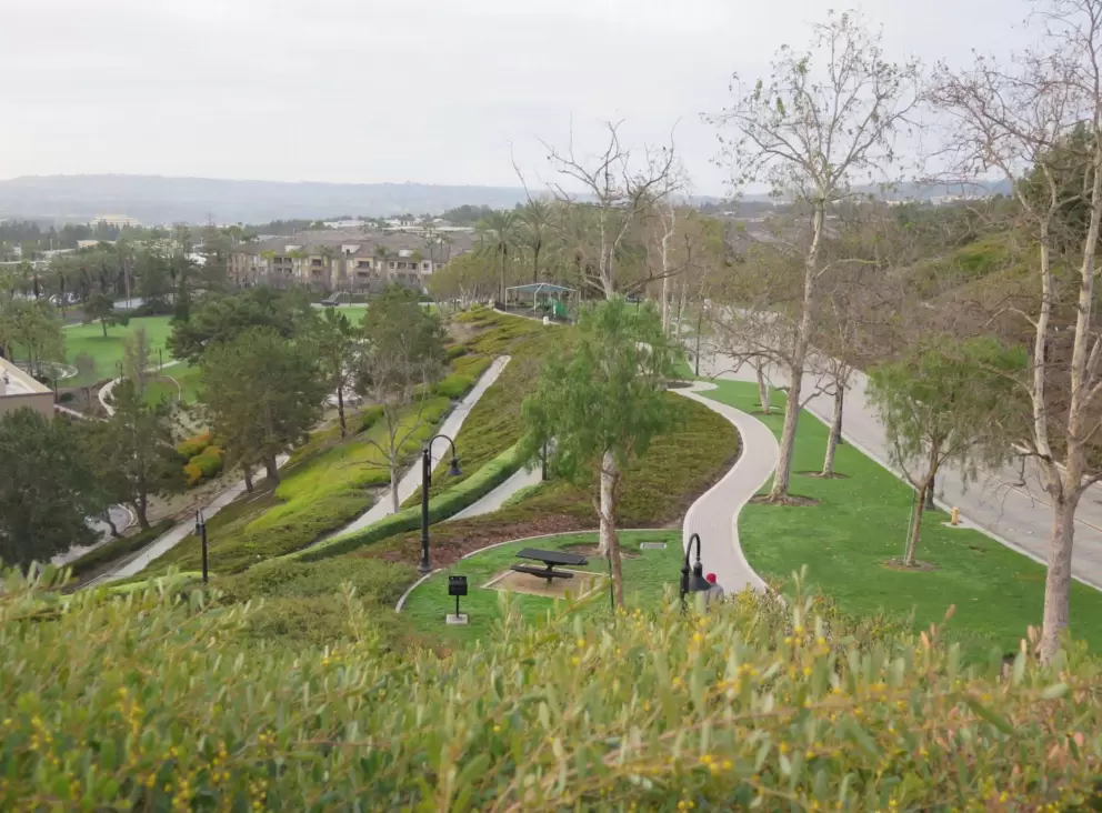 Grand Park, as seen from the top of the hill. 
