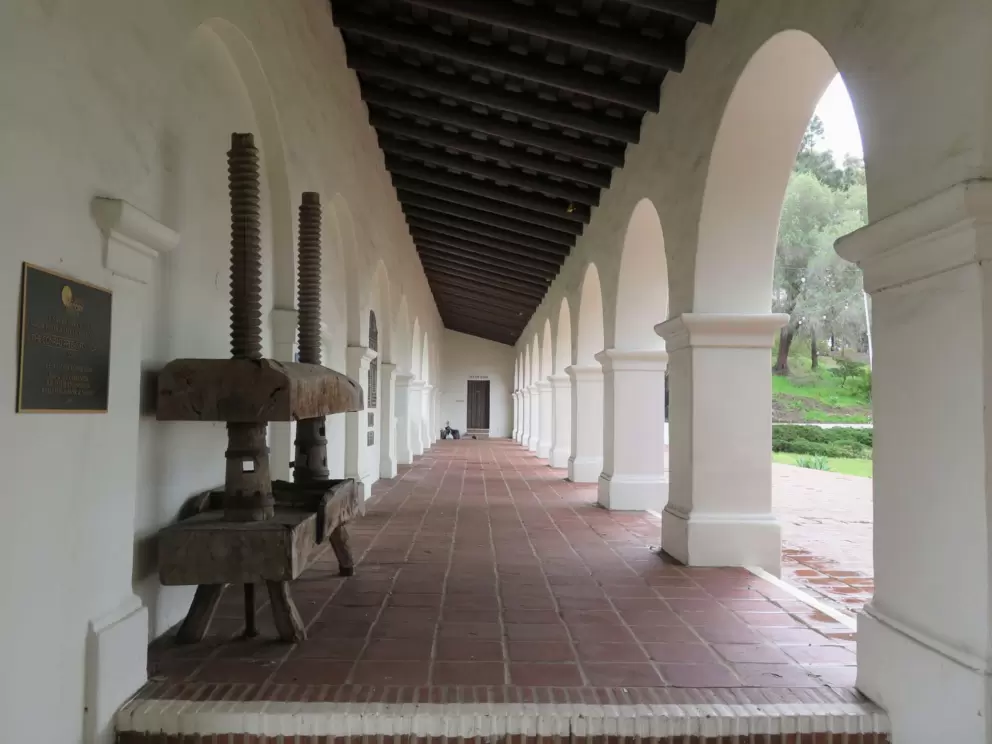 Arches and historic tools at the Presidio. 