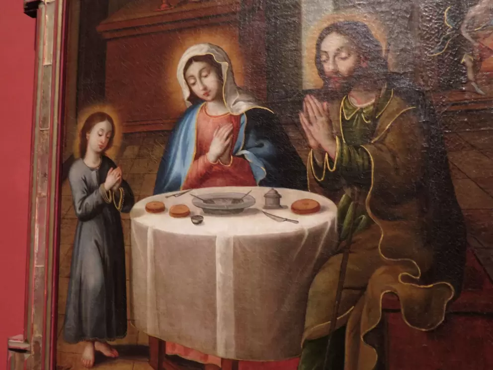 Holy Family at Table, by Unknown Mexican Artist. 