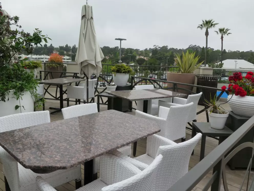 Seating outside in the gloomy weather. 