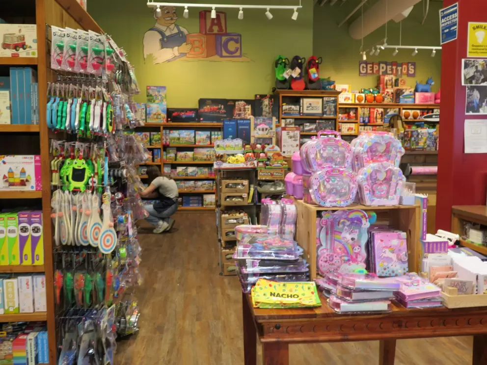 Inside the toy store. 