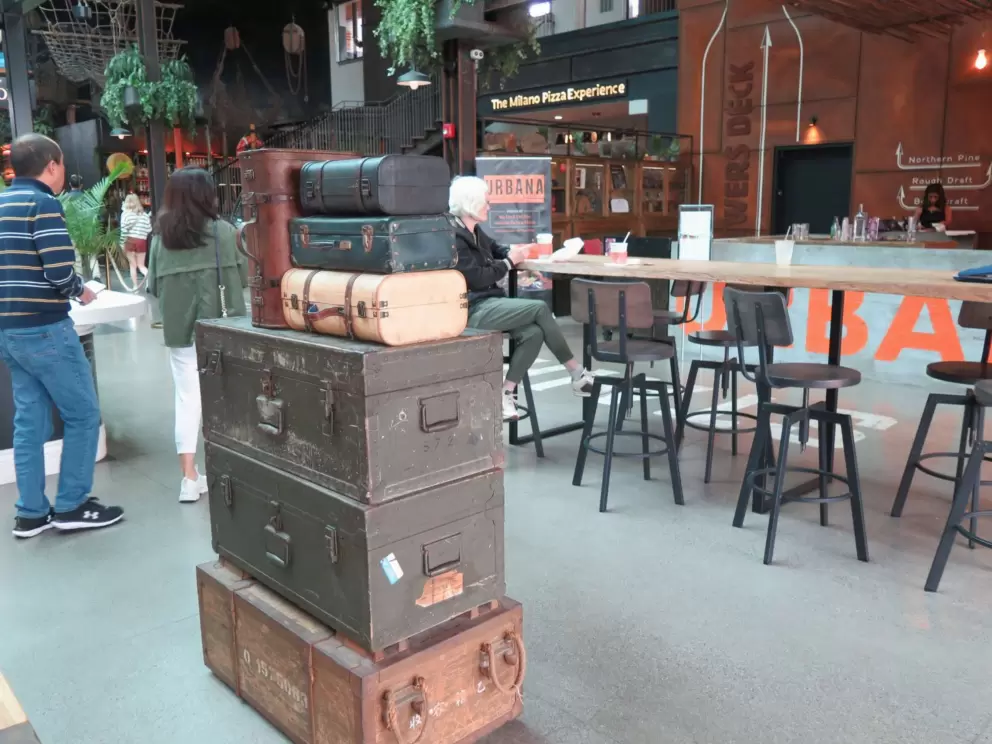 Decorative suitcases in the public market. 
